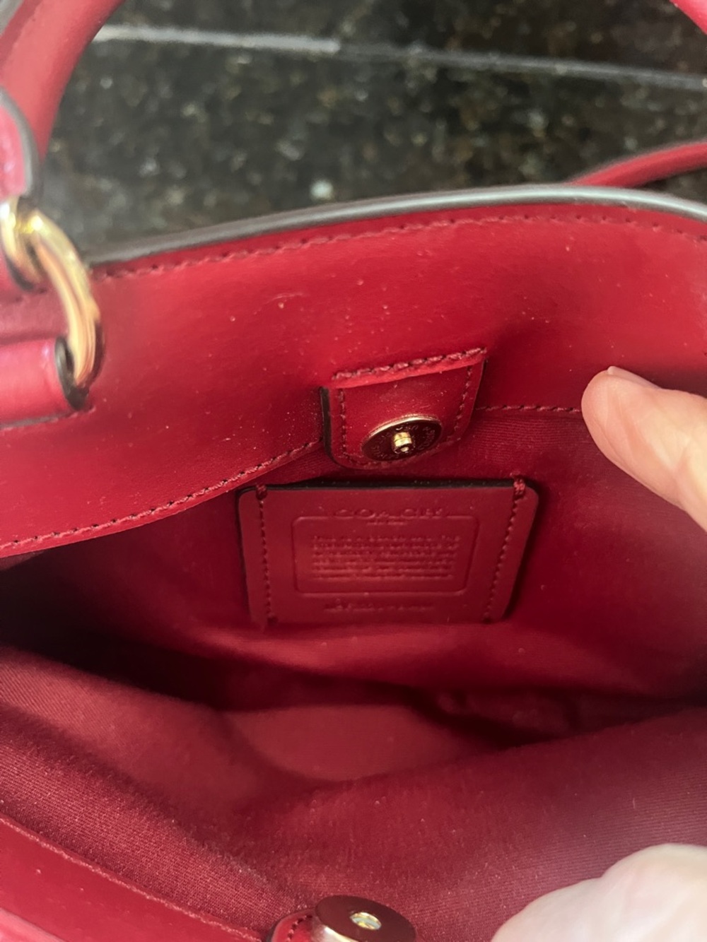 Coach Brown Signature Satchel with Red Trim and Tag - Picture 2 of 7